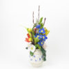 RE_Flower Arrangement in White Vase with Blue Flowers, 2017, Glazed Paperclay, 48x25x25cm 03